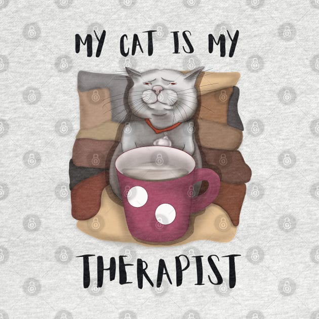 My Cat is My Therapist. Coffee Cat by KateQR